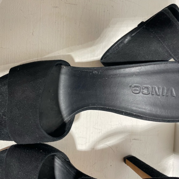 VINCE “GITA” Black Suede Ankle Strap Heeled Sandal Size 8 - Picture 6 of 9